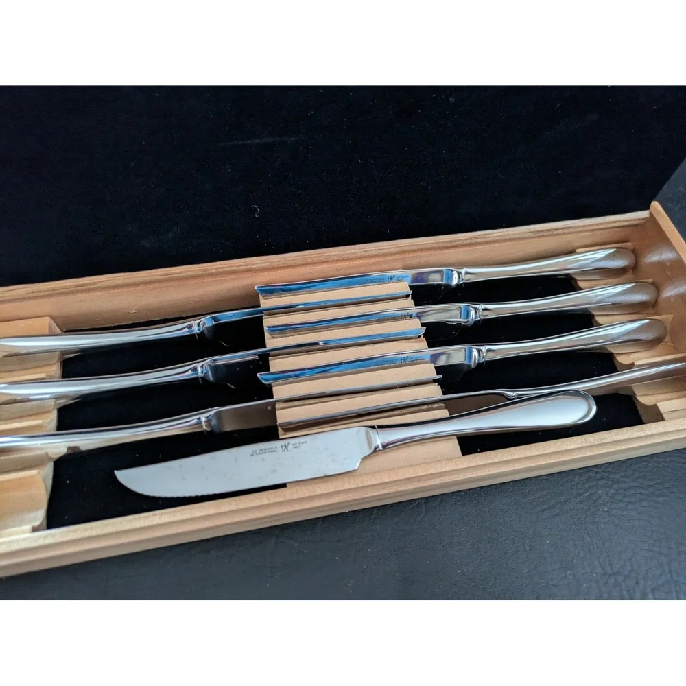 JA Henckels International 8 Piece Steak Knife Set with Wooden Gift Box Stainless